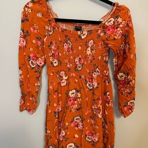 Art Class Floral Orange Dress